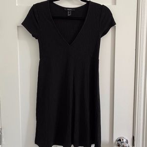 Black Ribbed Mini Dress
